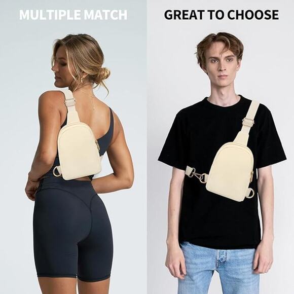 2 For $15  Khaki Sling Chest Bag  Zipper Adjustable Strap Fashion Sling Pack - Picture 7 of 7